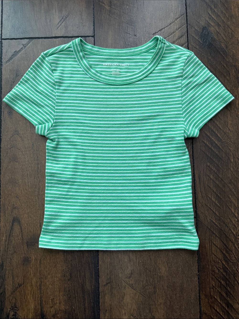 American Eagle Outfitters Mint Green & White Striped Short-Sleeve Tee